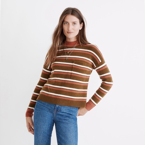 Redmond Mockneck Pocket Sweater in Stripe size XL - Picture 7 of 7